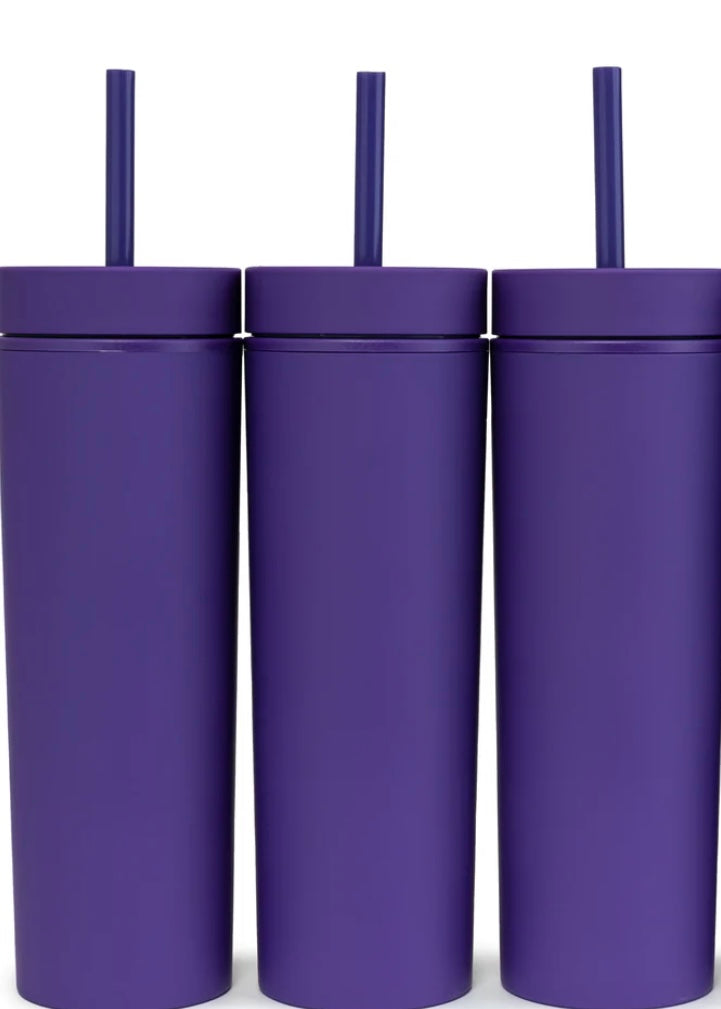 12 PC Bulk Blue & Purple Tumblers with Lids & Straws